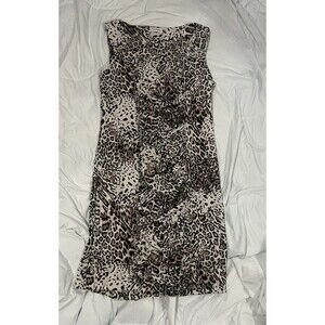 Calvin Klein Animal Leopard Print Zippered Ruched Sweetheart Knee Women’s  S14